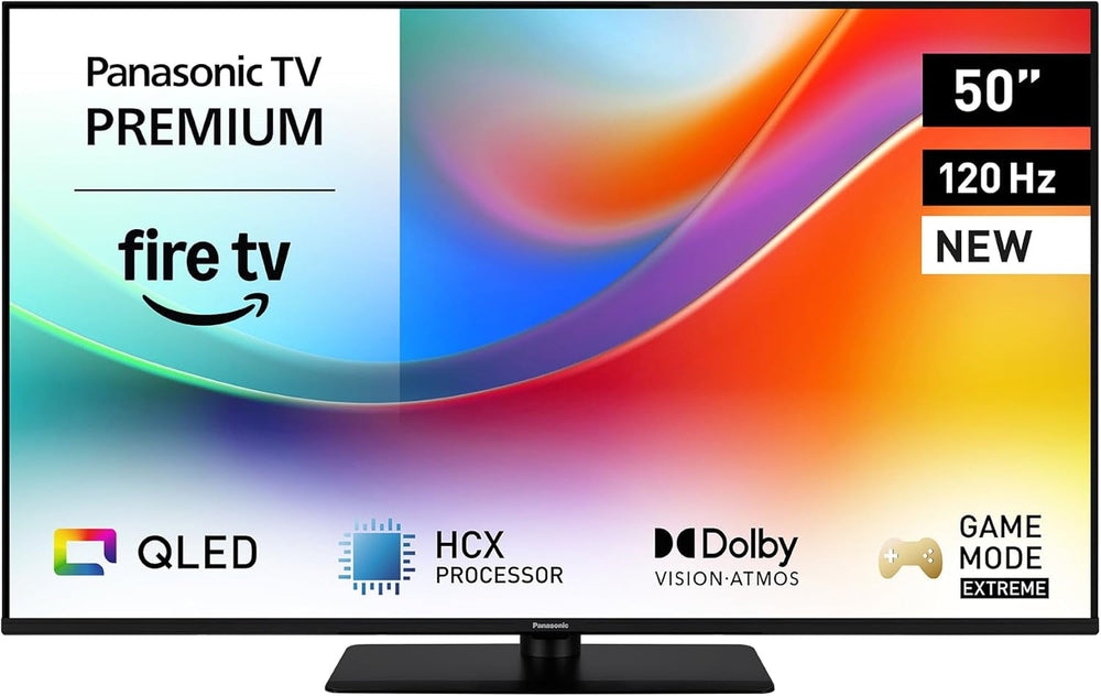 Televizor Panasonic Premium TV-50W85BEZ, seria W85B, 50 inch, televizor inteligent QLED 4K Ultra HD, 2025, 120 Hz, Fire TV, Dolby Vision și Atmos, mod Joc Extrem, Alexa, asistență Apple, Bluetooth, negru