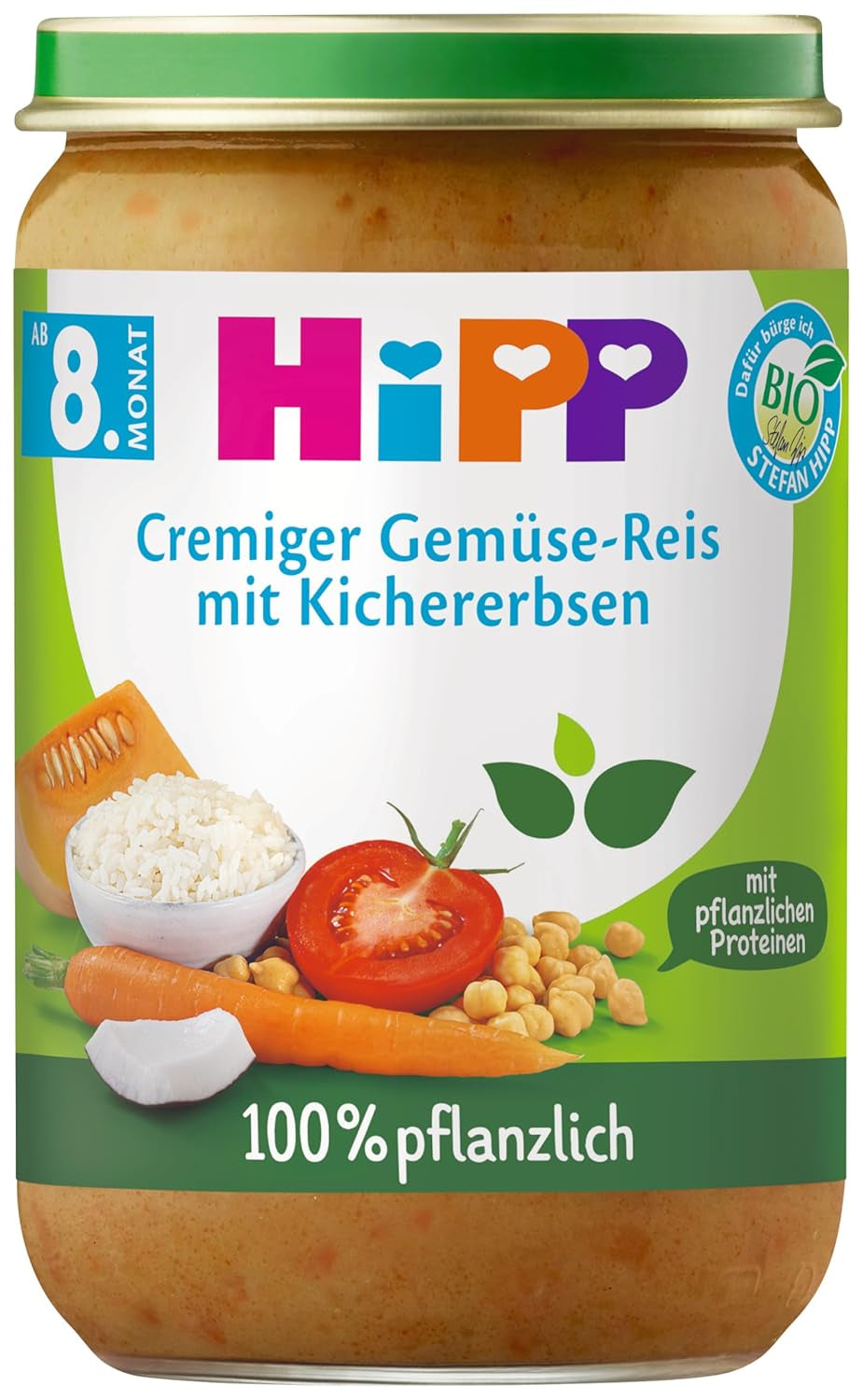 Orez cremos cu legume și năut HiPP Organic (6 x 220g), de la 8 luni, 100% pe bază de plante, fără sare adăugată, cu Omega-3, de cea mai bună calitate organică