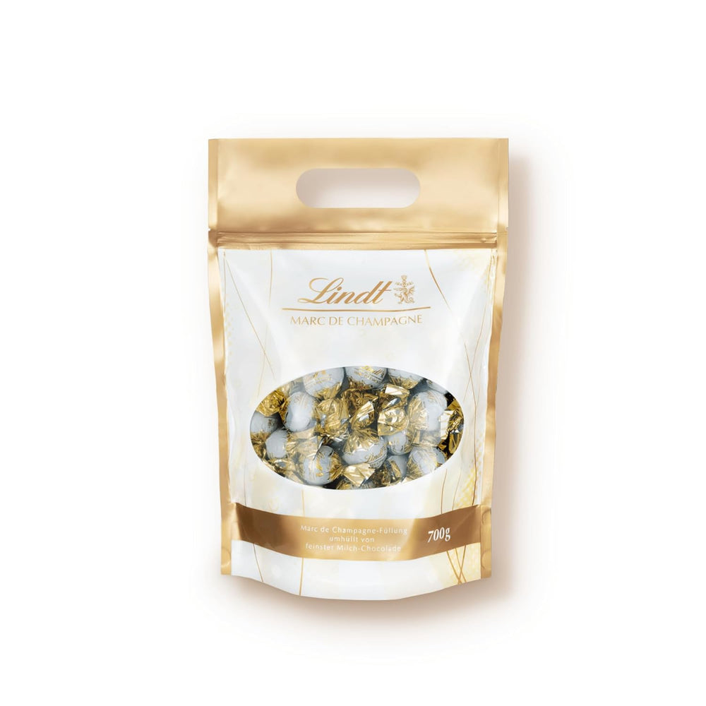Bile de ciocolată Lindt Marc de Champagne | 700 g | Aprox. 56 de bomboane de ciocolată cu lapte cu umplutură rafinată, conține alcool | Pachet vrac | Cadou de ciocolată | Cadou de ciocolată