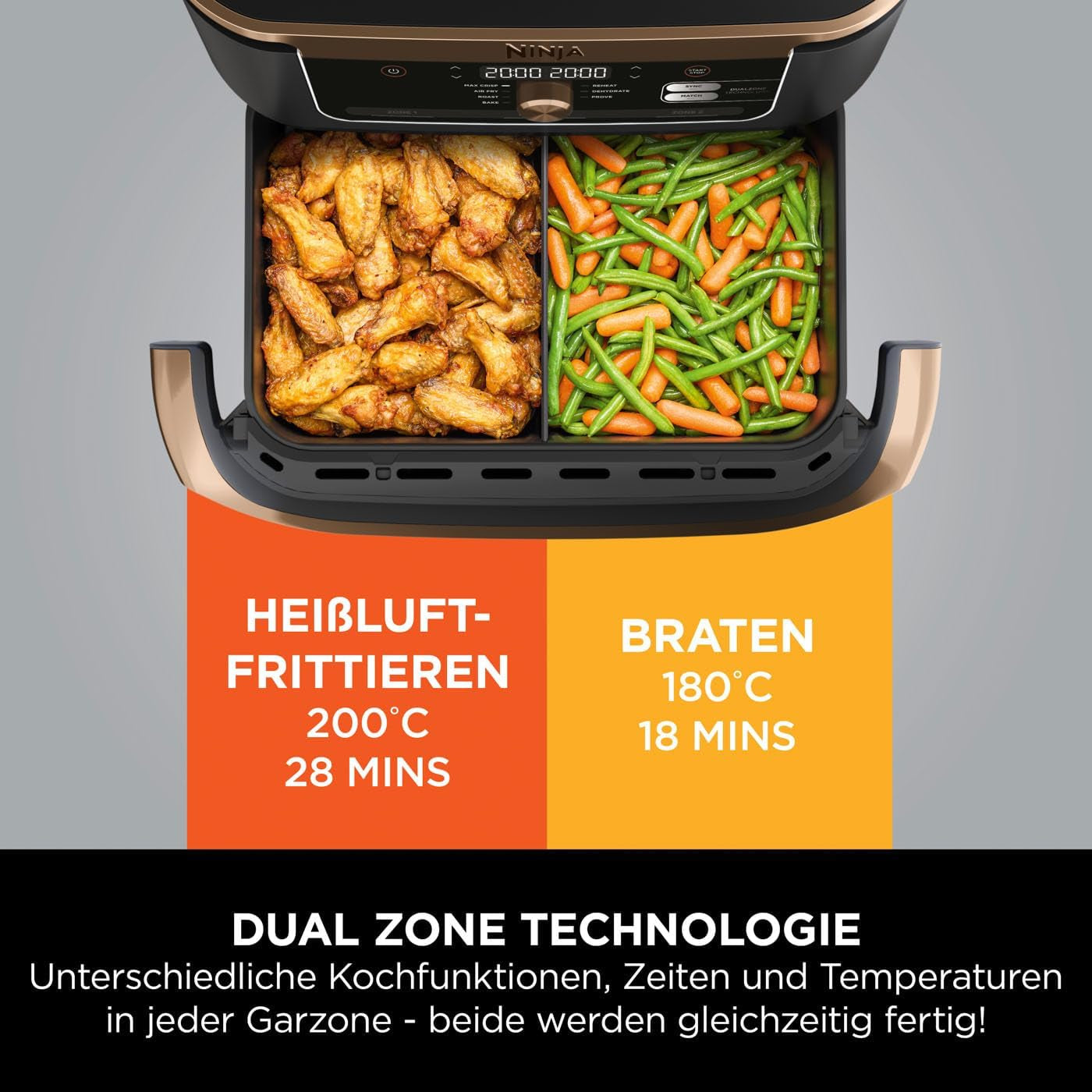 Ninja Foodi Flexdrawer Dual Zone Air Fryer, AF500EUCP Electrocasnice Naty Shop