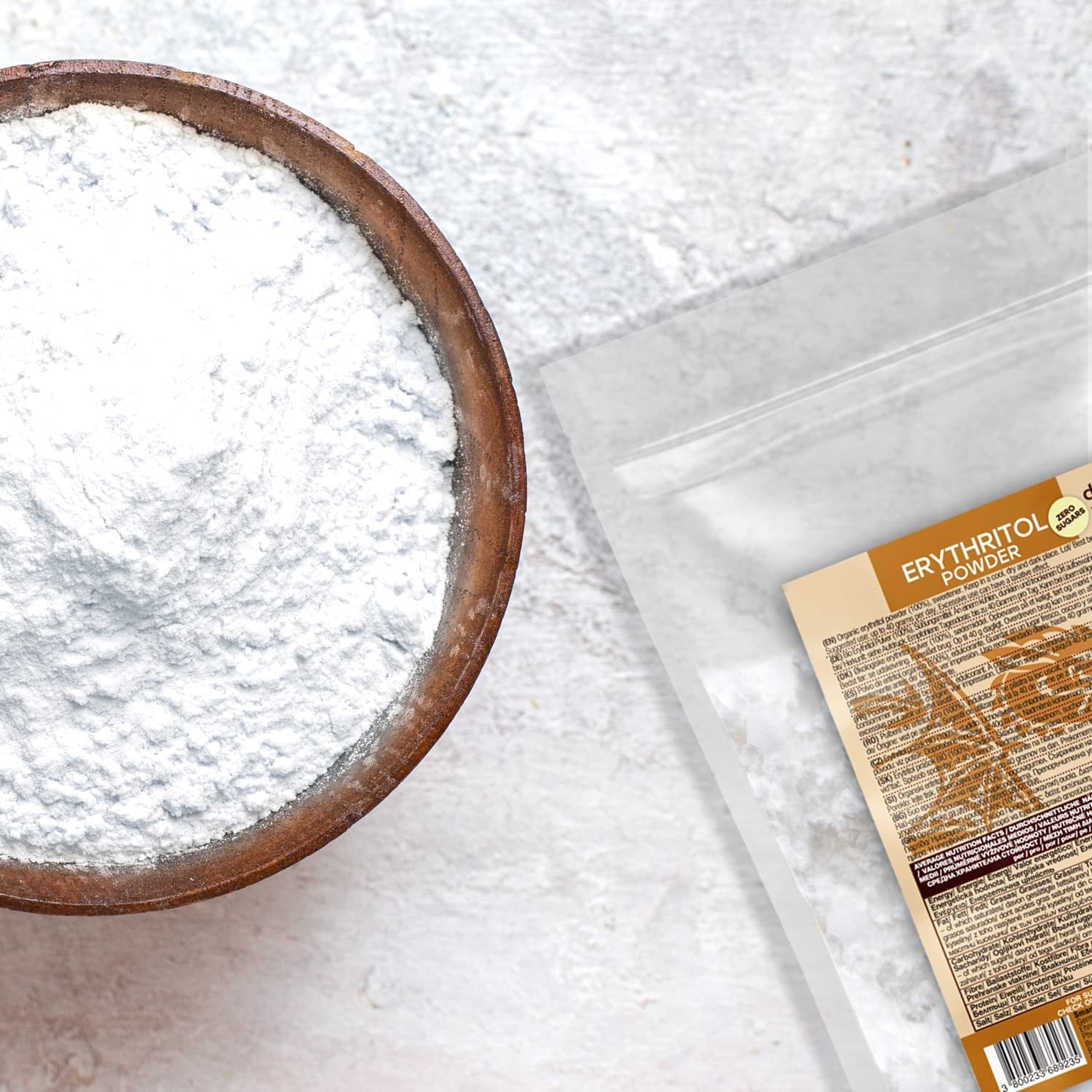 Bio Erythrit - Pulver, 100% Bio, Vegan, Null Kalorien-1Kg Indulcitori Naty Shop