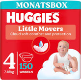 Scutece Huggies pentru bebeluși Little Movers, design Disney, mărimea 4, 150 bucăți (3 x 50), cutie lunară