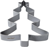 Formă de biscuiți Zenker XL pentru Crăciun – Formă de biscuiți în formă de brad de Crăciun pentru biscuiți delicioși și dulci – Formă de biscuiți 2 în 1 și cadru de copt din oțel inoxidabil, argintiu