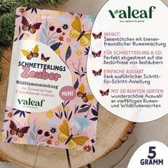 Schmetterlingswiese Blumensamen Schmetterlingsgarten I Blumensamen Balkon I Blumensamen Tütchen mit Wiesenblumen Samen I bienenfreundliche Blumensamen (Schmetterlings-Zauber mini)