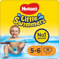 Scutece de înot de unică folosință Huggies Little Swimmers pentru bebeluși și copii, mărimea 5-6 (12-18 kg), 11 scutece de înot, unisex