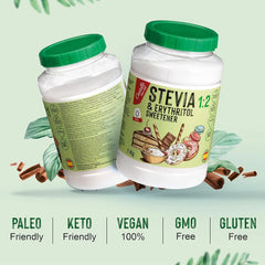 Stevia + Eritritol 1:2 Îndulcitor, 1G = 2G Zahăr, 1 Kg Indulcitori Naty Shop