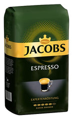 Boabe de cafea Jacobs Café Espresso 1kg – Puternice, picante, boabe Arabica și Robusta, intensitate 8/10, ideale pentru espresso (pachet de 4)