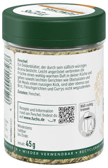 Fuchs Gewürze - Fenchel ganz - süß-würziges Aroma für Obstsalate, Oat-Meals oder Currys - natürliche Zutaten - 45 g in wiederverwendbarer, recyclebarer Dose