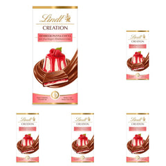 Lindt Chocolate Creation Zmeură Panna Cotta, Cadou de Ciocolată, Baton de Ciocolată, 150g (Pachet de 5)
