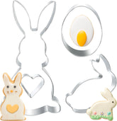 Formă mare de tăiat fursecuri de Paște 12,7/8 cm, formă de tăiat fursecuri cu iepuraș de Paște, inimă de ou de Paște cu iepure, formă de tăiat fursecuri de Paște din oțel inoxidabil, formă de copt din oțel inoxidabil pentru fursecuri pentru copii