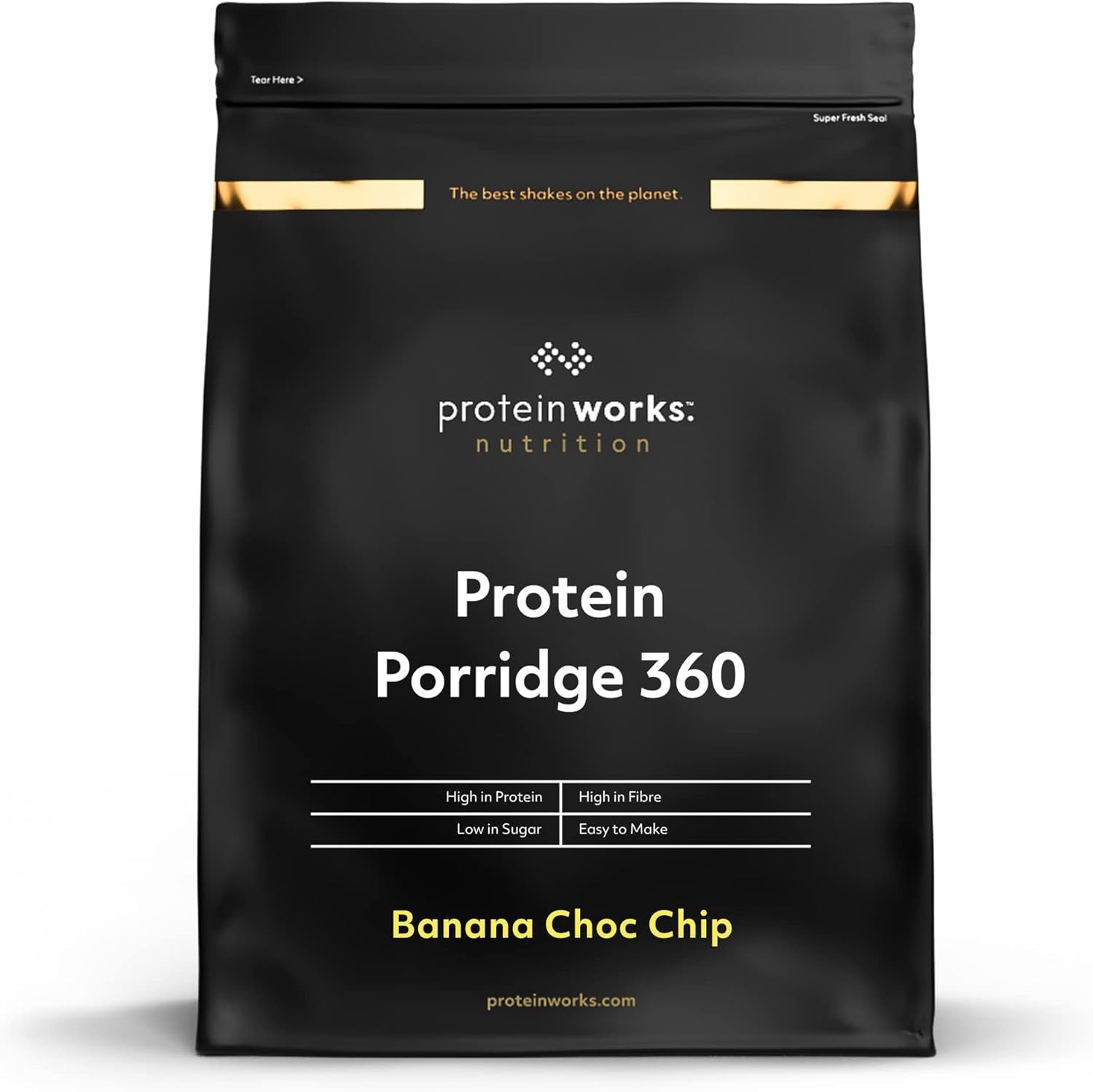 Protein Works - Protein Porridge 360 | Mit Zusätzlichen Vitaminen & Mineralien | Proteinreiches Frühstück | Kalorienarme Haferflocken | 6 Servings | Natürlich | 500G Cereale Naty Shop 1Kg Banane-Schoko-Chip