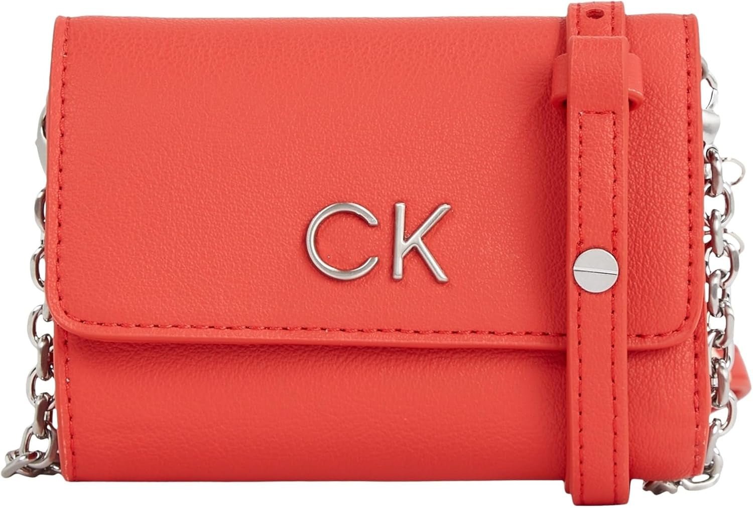 Calvin Klein doamnelor Re-Lock Trifold Sm W/Strap portofele Portofel Femei Naty Shop Roșu (Aurora Red) Os