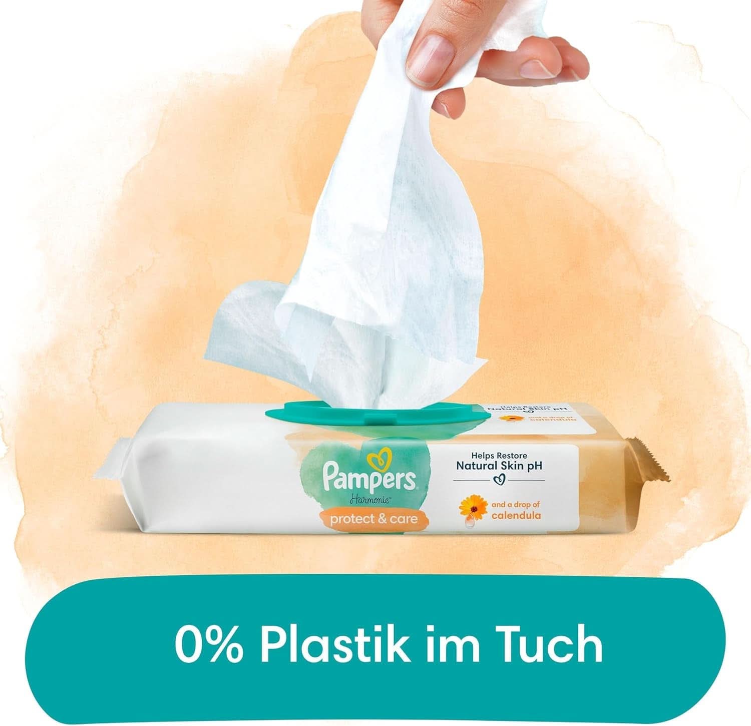Pampers Harmonie Protect & Care Feuchttücher 9 Packungen Mit Jeweils 44 Feuchttüchern = 396 Feuchttücher, Helfen, Den Natürlichen Ph-Wert Der Haut Wiederherzustellen, Mit Einem Tropfen Calendula Naty Shop