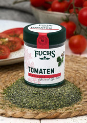 Fuchs Gewürze - Tomaten Gewürz - Gewürzsalz für Tomatenbrot, Frühstücksei oder Steak - natürliche Zutaten - 90 g in wiederverwendbarer, recyclebarer Dose