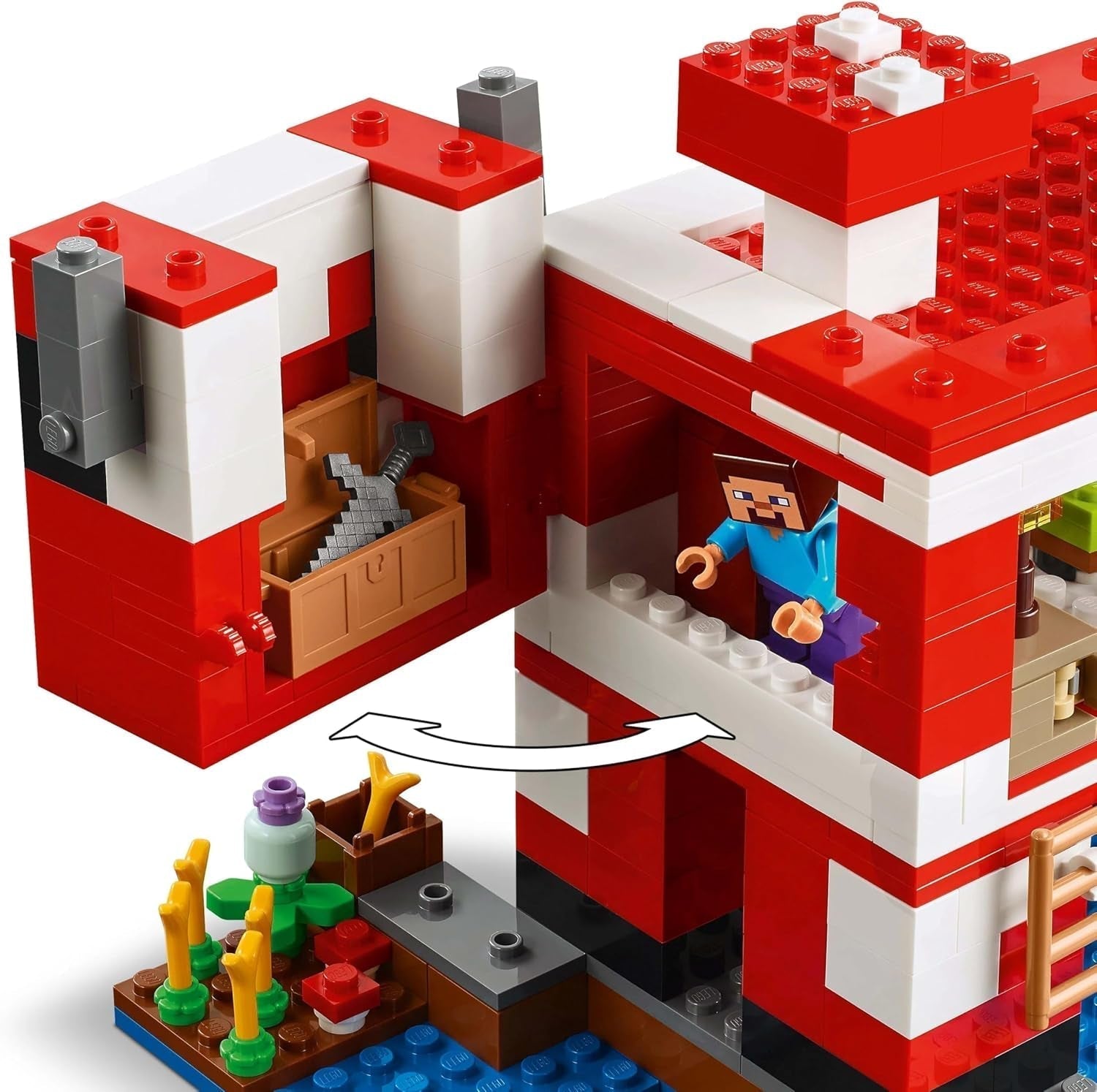 LEGO Minecraft The Mushroom Cow House, jucărie de construit pentru jocul video, model în țara ciupercilor cu minifigurine, Steve și alte personaje, set de joacă pentru băieți și fete de la 8 ani 21270 Seturi de constructie Besuche den LEGO-Store