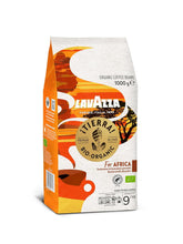Lavazza, Tierra for Africa, 100% boabe de cafea organică, Ideal pentru espressoare, Aromă puternică și corpolentă, Intensitate 9/10, Arome de nuci, Prăjire medie Cafea Naty Shop