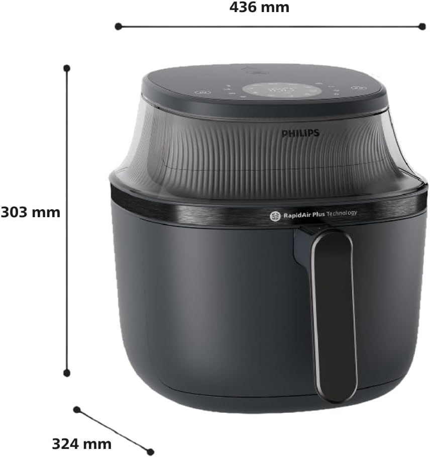 Philips Airfryer 3000 Series 6.2L, Fereastră de gătit, 16 funcții de gătit în 1, Tehnologie Rapidair plus, Eliminarea grăsimilor, Aplicație de rețete Homeid Electrocasnice Naty Shop