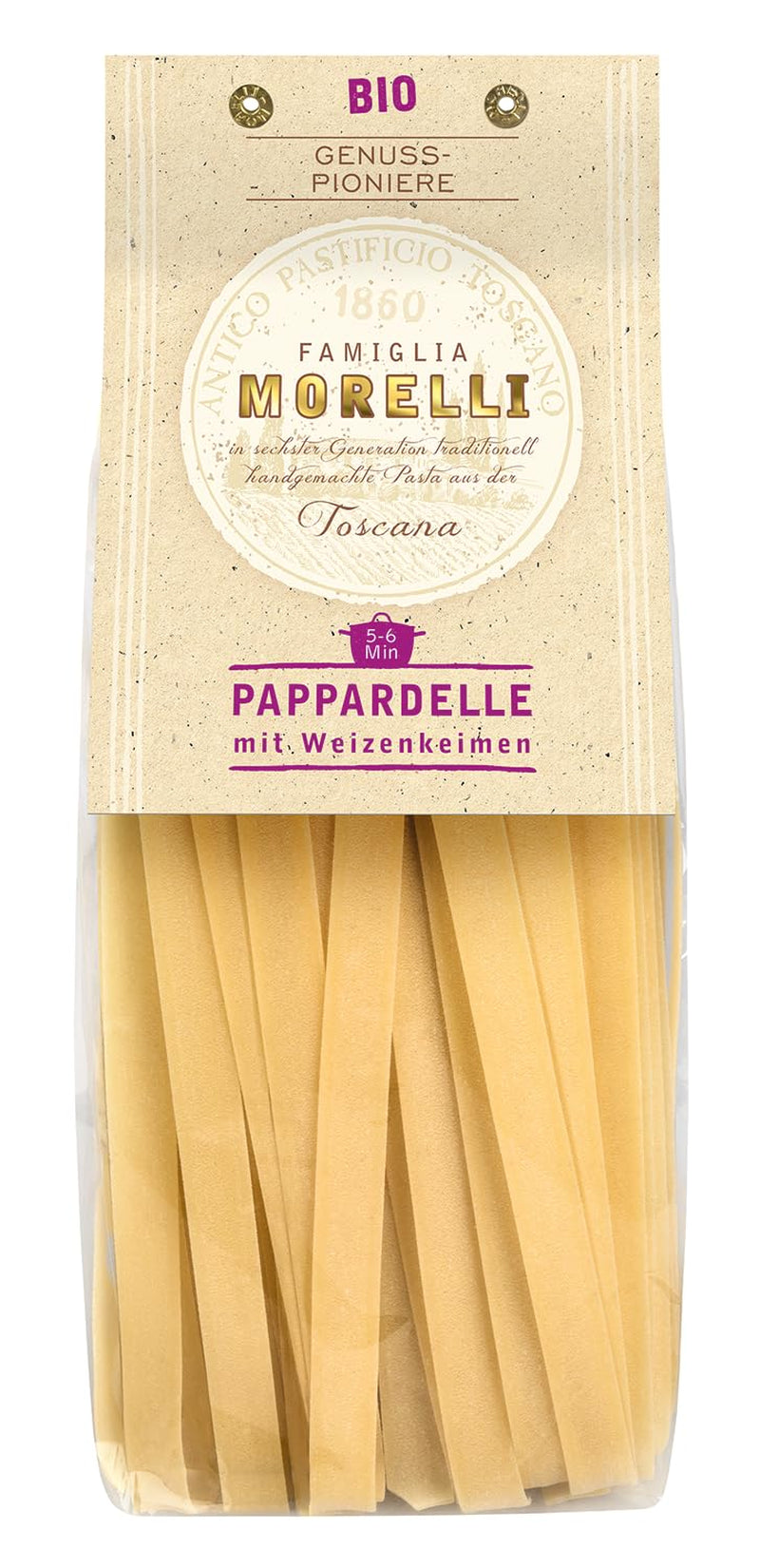 BioGourmet Pappardelle cu Germeni de Grâu – Paste Organice Late pentru Mâncăruri înăbușite și Sosuri – cu Nutrienți Extra | 500 g | Organice și Vegane