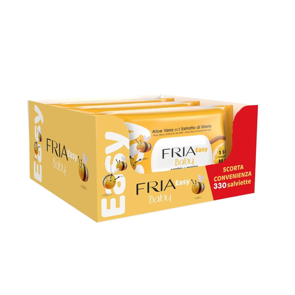 Șervețele umede Easy Baby, cu aloe vera și extract de miere cu efect hidratant pentru piele, testate dermatologic, pachet de 330 de șervețele