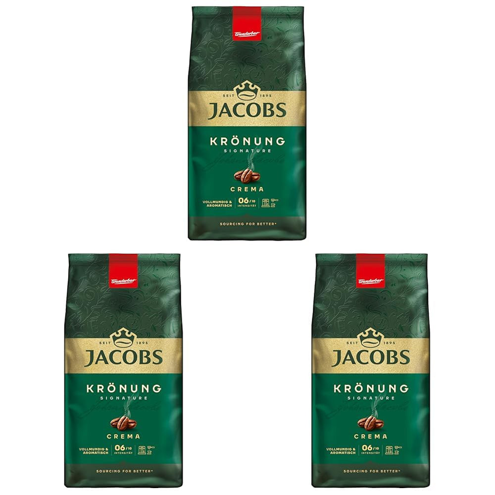 Jacobs Krönung Crema, Cafea boabe întregi, 1000 g (Pachet de 3)