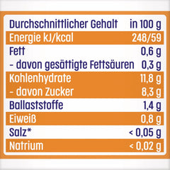 Mango în sos de mere și piersici cu plic de biscuiți (6 x 120g), fără zahăr adăugat, preparat din fructe blânde și cereale valoroase, ideal pentru gustări la pachet și pentru deplasare.