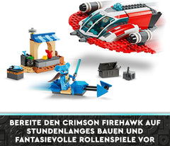 LEGO Star Wars: Aventurile tinerilor Jedi Crimson Firehawk, Set de pornire pentru copii cu navă spațială construibilă, bicicletă Speeder și 3 figuri, cadou pentru băieți și fete de la 4 ani 75384 Seturi de constructie Besuche den LEGO-Store