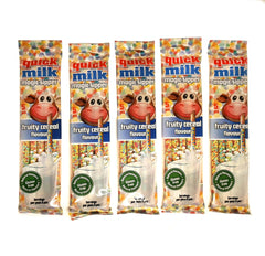 QUICK MILK Fruity Cereal - Strohhalme für Milch mit Getreide und Früchten, 5 Packung je 5 Trinkhalme (25 Halme)