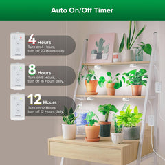 Lampă LED SANSI pentru plante de interior, lampă de creștere cu 2 capete, spectru complet de 10W (echivalent 150W), temporizator 4/8/12 ore, lumină suspendată pentru plante de interior, seră, hidroponică