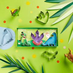 Chefclub Kids - Set de forme de biscuiți cu dinozauri - Bucătărie pentru copii - T-Rex, amprentă și Diplodocus - Rețete + Videoclipuri - Coacere jucăușă pentru familie - Cadou pentru vârste de 4 ani și peste