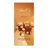 Ciocolată Lindt | Pliculeț de ciocolată cu lapte NUXOR | 103g | Cuburi cremoase de ciocolată cu lapte Gianduja cu alune de pădure prăjite | Cadou de ciocolată