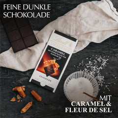 Lindt EXCELLENCE Caramel și Sare de Mare - Ciocolată Neagră | Baton 100g | Cu Caramel și Sare de Mare (Fleur de Sel) | Aromă Intensă de Cacao | Ciocolată Neagră