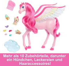 Barbie A Hidden Magic Pegasus - jucărie interactivă cu lumini și sunete, 10 accesorii, aripi curcubeu, pentru copii de la 3 ani, HLC41 Papusi Naty Shop