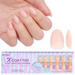 Btartbox Unghii Extra Scurte cu Gel Moale, Acoperire Completă, Tipuri de Unghii Scurte cu Formă de Migdale, 160 Bucăți, Unghii Artificiale XCOATTIPS PRE-PROIECTATE, Tipuri de Unghii Scurte cu Formă de Migdale pentru Extensii de Unghii