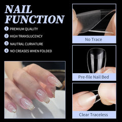 Unghii artificiale scurte, 500 bucăți gel moale acoperire completă vârfuri de unghii pentru unghii cu gel 12 mărimi vârfuri de unghii pre-lustruite pentru unghii cu gel, unghii artificiale scurte sicriu pentru extensii de unghii cu cutie