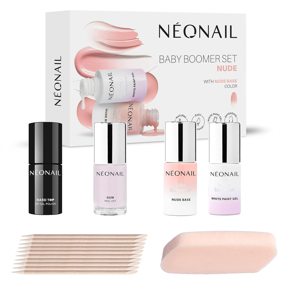 NOONAIL BABY BOOMER Set NUDE - Oja UV - Seturi - Set unghii - Culori - Bază - Set unghii - Unghii - Set - Oja UV - Baby Boomer - Manichiură - Nude - Oja rigidă - UV LED