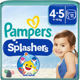 Scutece de înot de unică folosință Pampers Splashers Baby Shark Limited Edition 4-5, 11, 9kg-15kg, pentru protecție sigură în apă