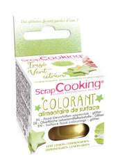 Scrapcooking - Colorant alimentar verde lime - Pudră comestibilă cu sclipici pentru suprafețe - Pentru prăjituri, fursecuri, macaroane, ciocolată și pastă de zahăr - Verde lămâie - 4087
