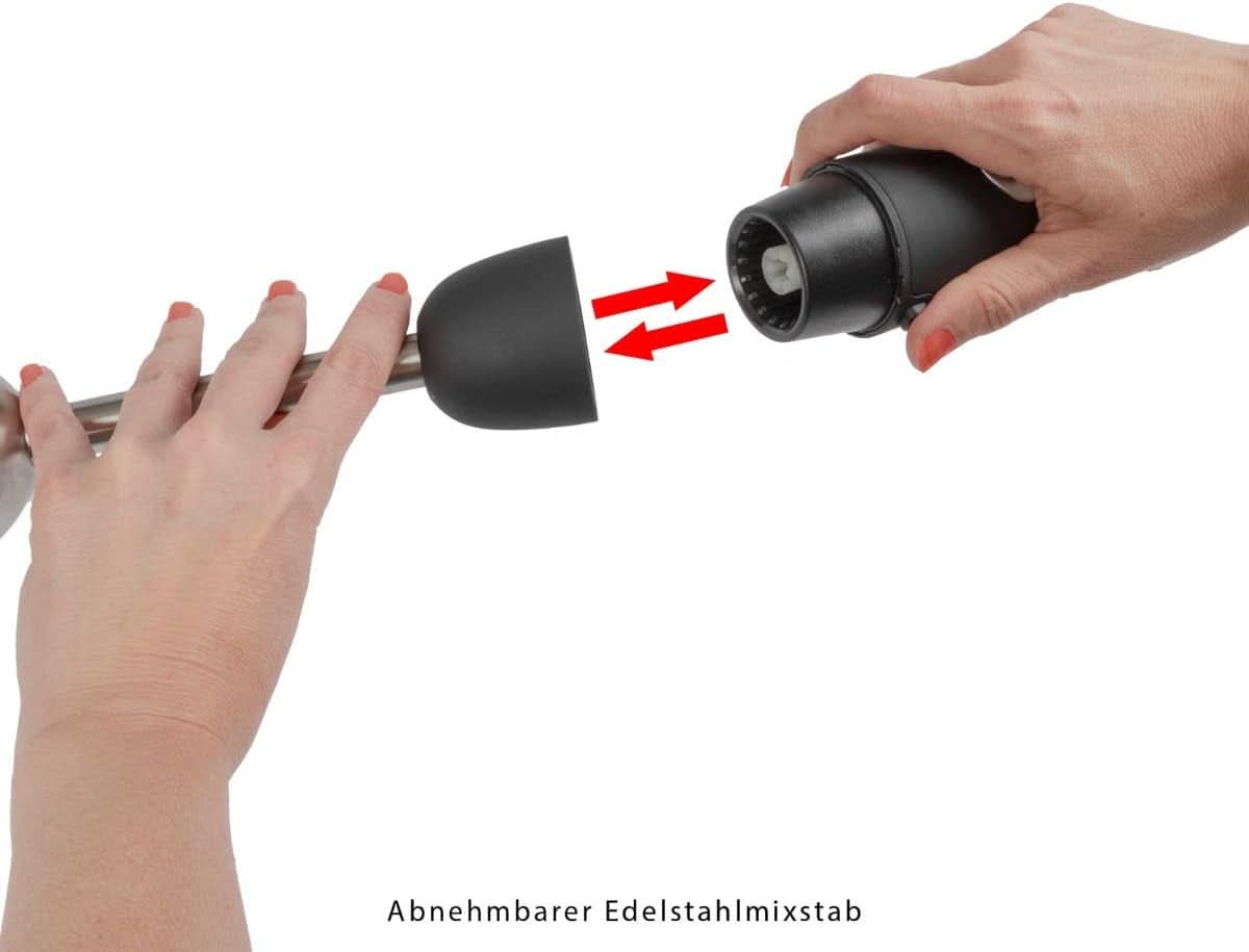 Clatronic Stabmixer SM 3739 Pürierstab, Handmixer, Mixer Für Smoothie, Shakes, 2 Stufen-Schalter, Multizerkleinerer, Edelstahl-Stab Und Messer, Aufhängeöse, 800 Watt Motor, Schwarz-Edelstahl Mama si Copilul Naty Shop