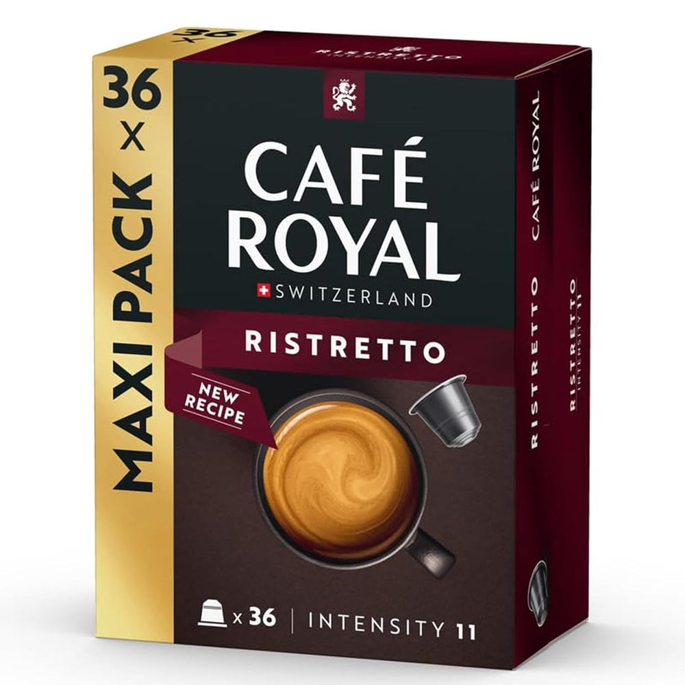 Café Royal Ristretto – Nespresso®-kompatible Kaffeekapseln, 100 % Arabica, intensiv, dunkle Röstung, Intensität 11/12, Rainforest Alliance, 36 Kapseln