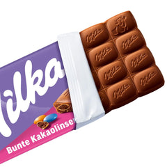 Ciocolată Milka cu linte colorată cu cacao – Ciocolată cu lapte alpină cu linte crocantă cu ciocolată – 100g