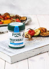 Fuchs Gewürze - Rauchsalz "Old Oak" - über Eichenholz geräuchert, rauchiger Geschmack für Grillfleisch oder Fisch - natürliche Zutaten - 100 g in wiederverwendbarer, recyclebarer Dose