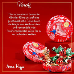 Venchi, Colecție de Crăciun - cutie cadou rotundă cu ciocolată asortată, 86 grame Bomboane de Ciocolata Naty Shop