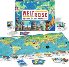 Ravensburger Family Game 26888 - World Tour - Clasic pentru familii, de la 8 ani în sus - Joc de petrecere, călătorii în jurul lumii, joc de societate pentru până la 6 jucători - peste 170 de orașe