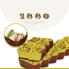 Turrón cu fistic din ciocolată artizanală, 200g, textură cremoasă, calitate superioară, ingrediente fine, gust autentic, cel mai scump turrón din lume