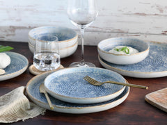 CreaTable, 21652, seria Uno Mykonos, set de veselă cu 12 piese, set de farfurii din gresie, potrivit pentru mașina de spălat vase și cuptorul cu microunde, fabricat în Portugalia