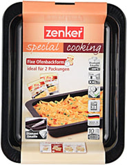 Zenker Ofenbackform (33 X 5 X 25 Cm) SPECIAL COOKING, Rechteckige Auflaufform Mit Emaille-Versiegelung, Backform Mit Extra Hohem Rand (Farbe: Schwarz), Menge: 1 Stück Matrite si tavi pentru copt Naty Shop