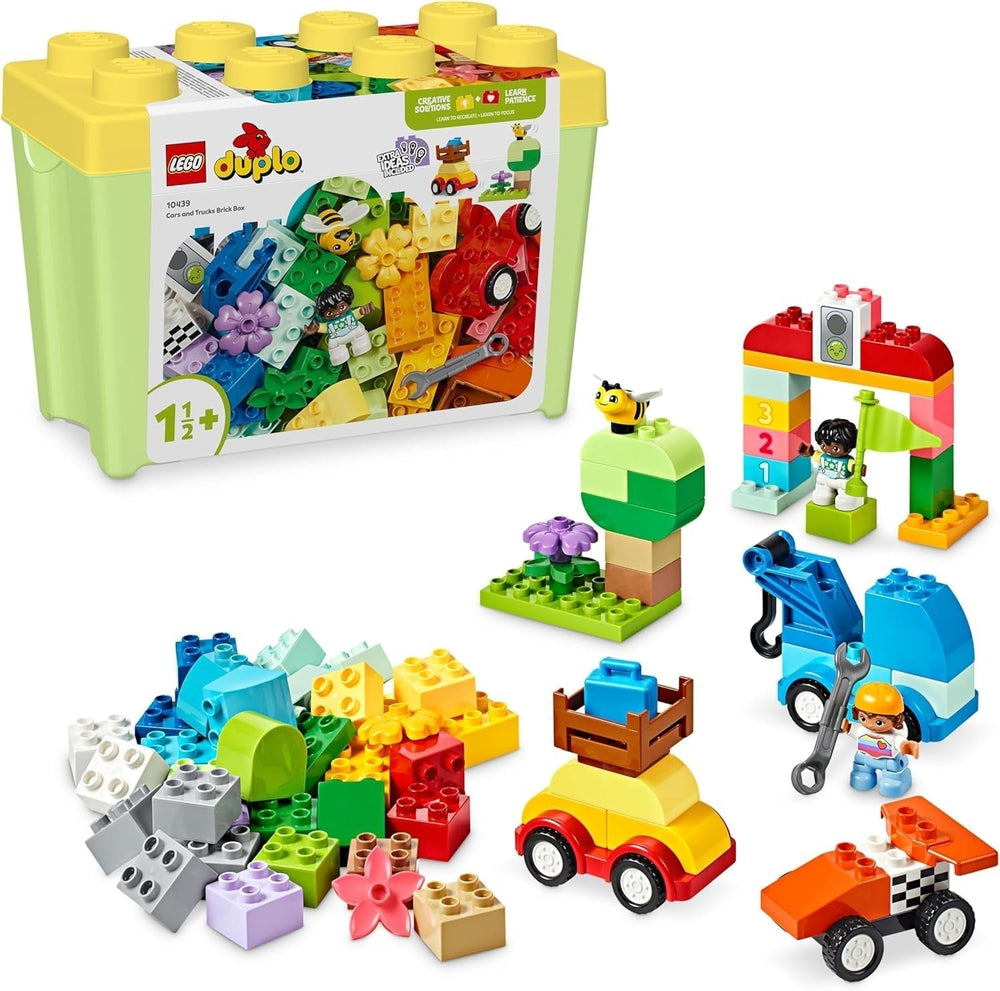 LEGO DUPLO Classic Brick Box Cars And Trucks, set de joacă cu vehicule pentru copii de la 1,5 ani, jucărie de învățare creativă, jucărie pentru mașini și set de mașini de curse 10439 Seturi de constructie Besuche den LEGO-Store Titlu implicit