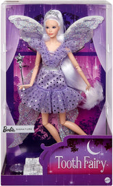 Barbie Signature Tooth Fairy Doll, păpușă de colecție cu aripi de zână, baghetă magică și pungă de monede, cadou pentru copii 6+, JCW43 Papusi Naty Shop Titlu implicit