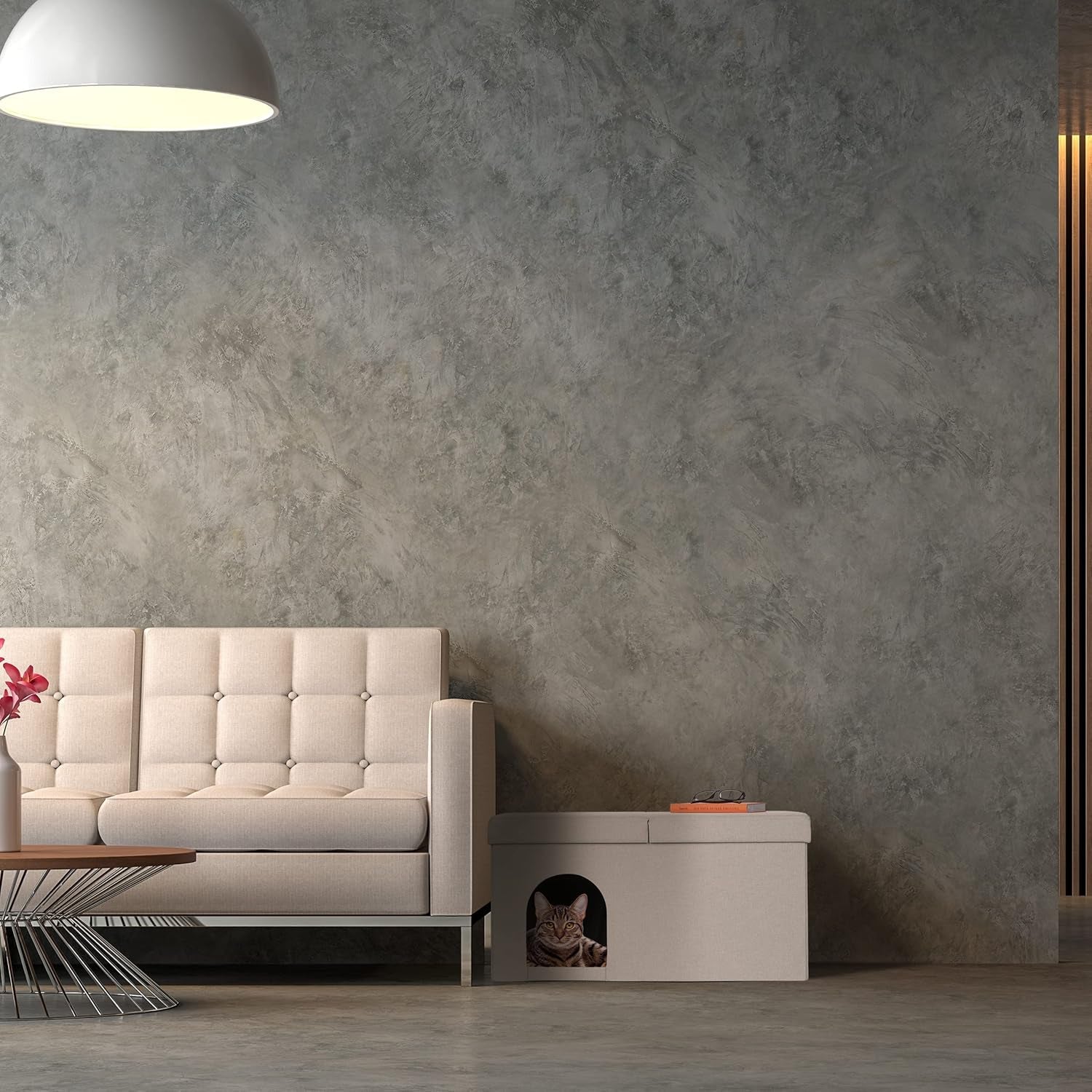 Relaxdays Peșteră Pliabilă pentru Pisici, Bancă Rezistentă, Mobilier de Interior pentru Pisici, Ascunziș pentru Animale de Companie, ÎxLxA: 38,5 x 74,5 x 37 cm, Bej, 1 Bucată