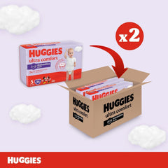 Huggies Ultra Comfort, Scutece-chiloți, Mărimea 5 (12–17 kg), Pachet de 68 de scutece-chiloți